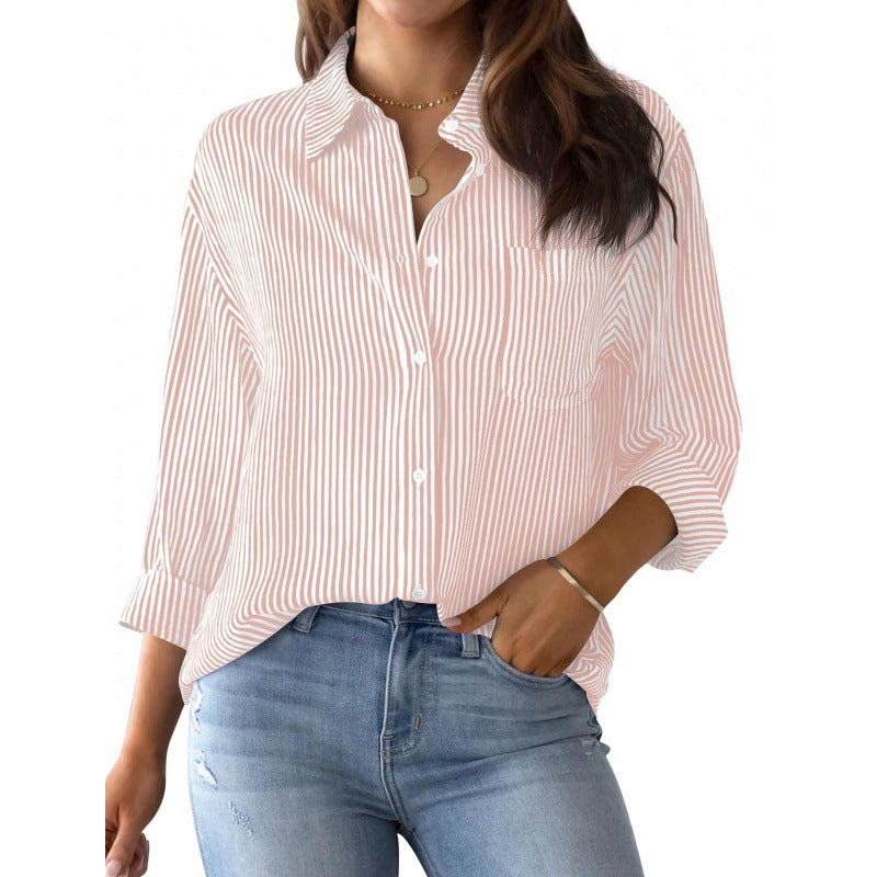 Women's Casual Plaid Long Sleeve Button-Down Shirt