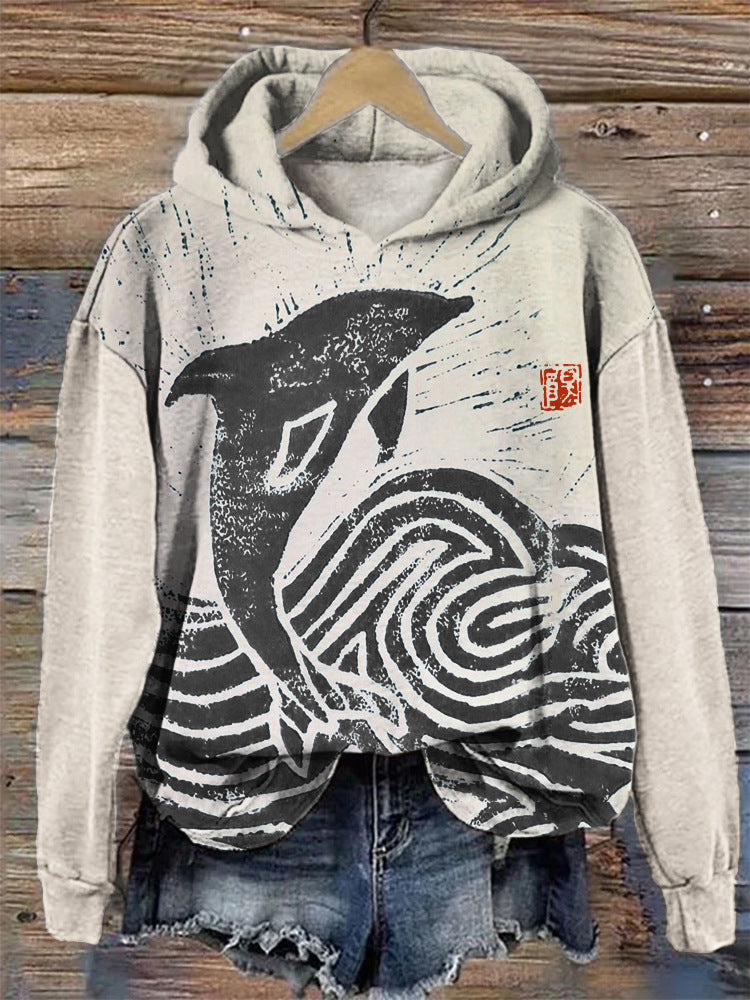 Cozy 3D Digital Print Drop-Shoulder Casual Pullover Sweater