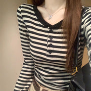 Chic Striped Long-Sleeve Top for Women