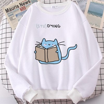 European And American Crew Neck Casual Cartoon Printed Long-sleeved Pullover