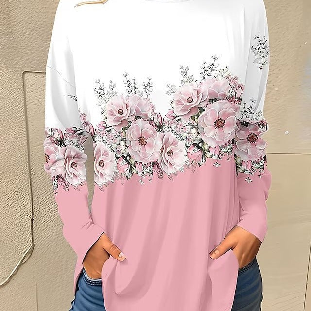 Women's Casual Plus Size Round-Neck Long Sleeve Top