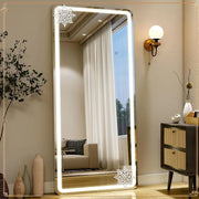 21" x 64" LED Full Length Mirror Rounded Corner Floor Mirror with Dimming and 3 Color Lighting