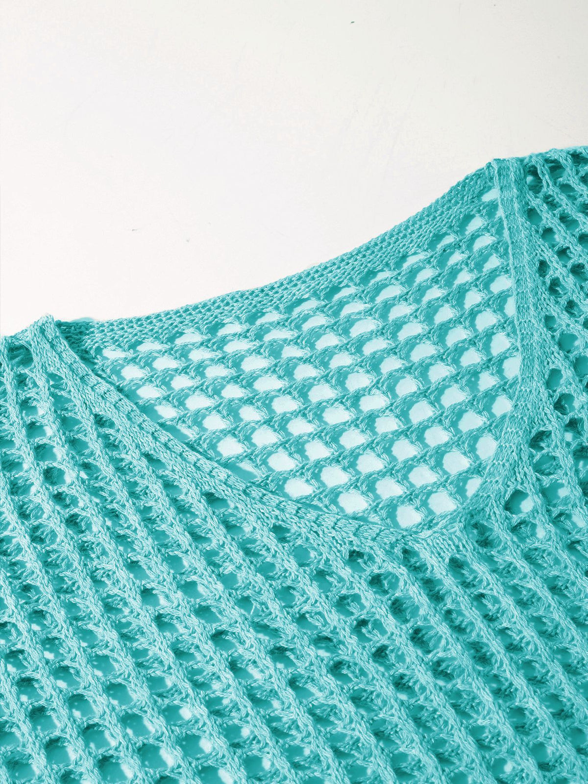V Neck Hollow Out Knit Tunic Top Batwing Half Sleeve Loose Mesh Cover Up