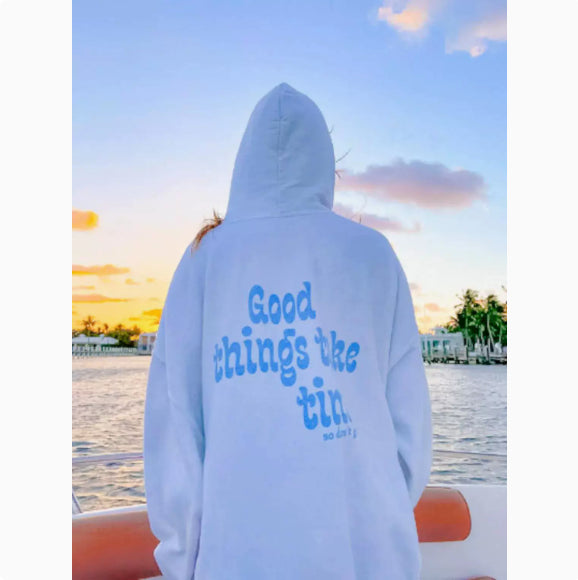 Women's Velvet Letter Hoodie Casual Pullover Sweatshirt