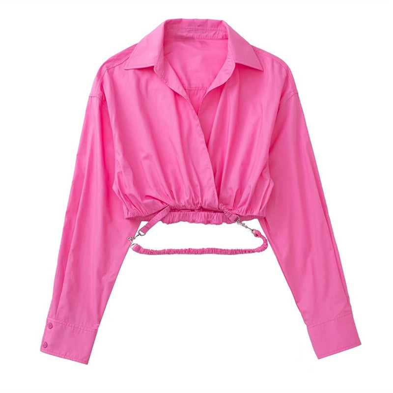 Chic Lapel Slim-Fit Long Sleeve Sweatshirt