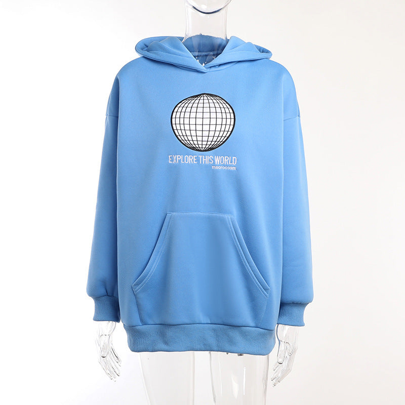 Cozy Loose Letter Embroidered Pullover Hoodie