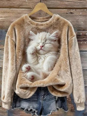Cute Hooded Flannel Sweatshirt for Women - Long Sleeve Winter Cozy Shirt