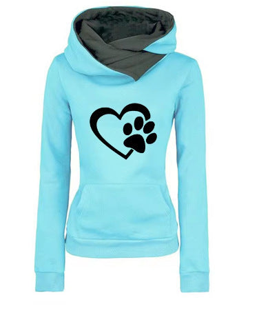 Women's Sweater Hoodie Pullover Cat's Paw Love Heart