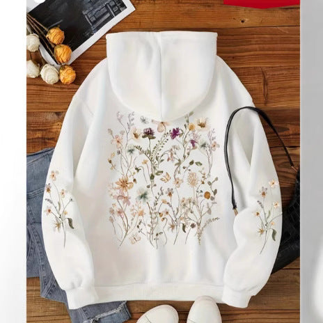 Floral Print Pocket Pullover Sweatshirt