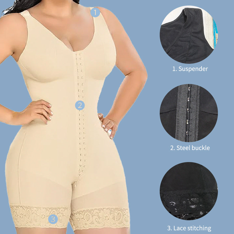 Plus Size Corset Zipper Waist One-Piece Bodysuit