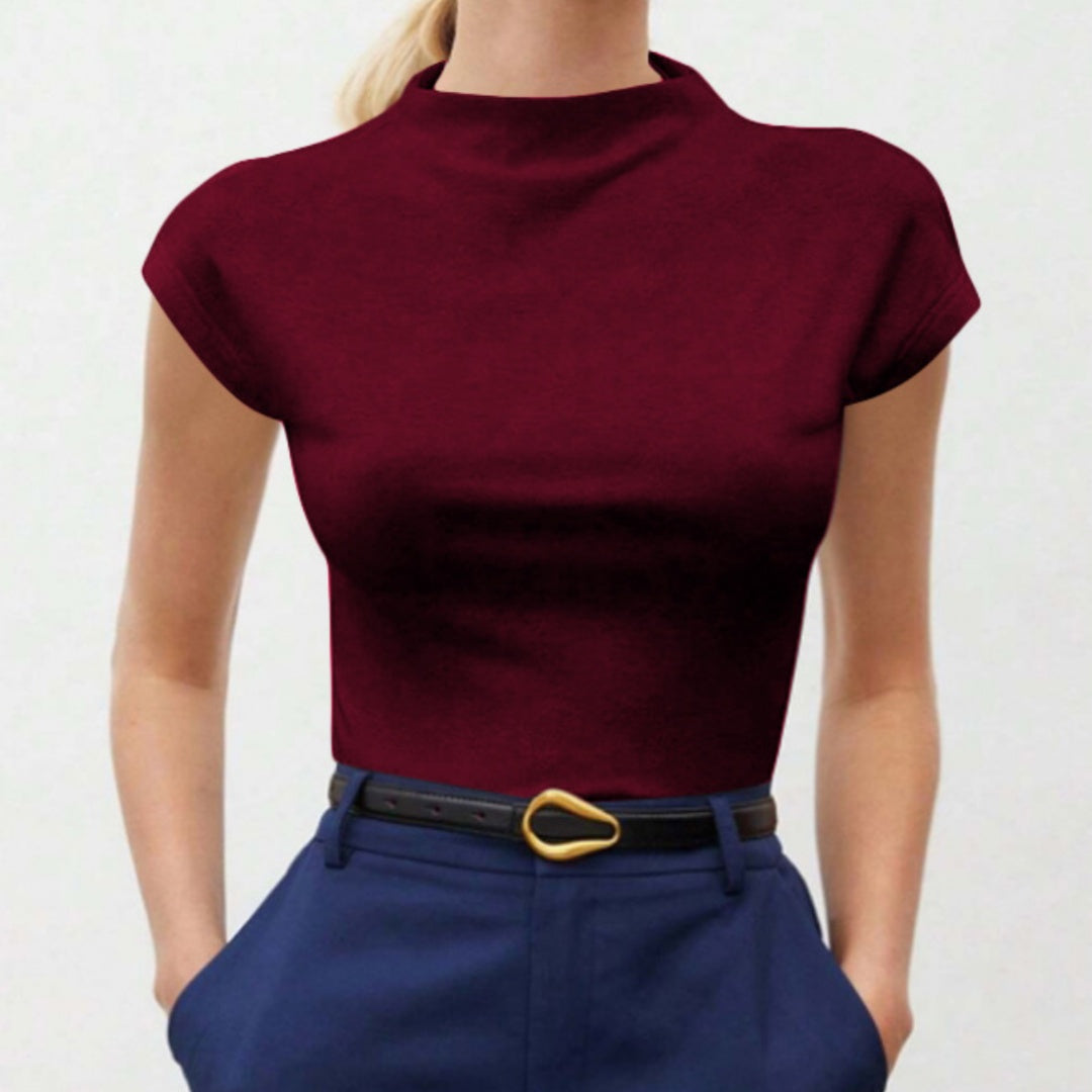 Slim-Fit Pure Cotton Half‑Sleeve Top – Flattering All‑Match Tee
