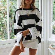 Women's Bell Sleeve Loose Sweater Striped