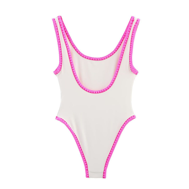 Contrast Color Slim Fit One-Piece Swimsuit
