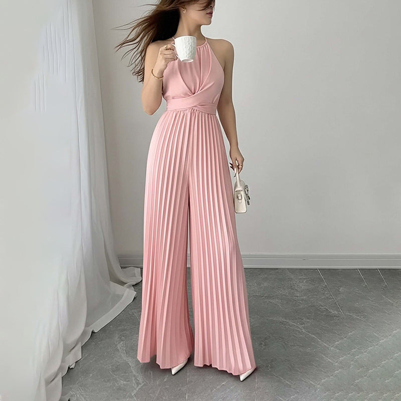 Elegant High-Waist Wide-Leg Solid Jumpsuit