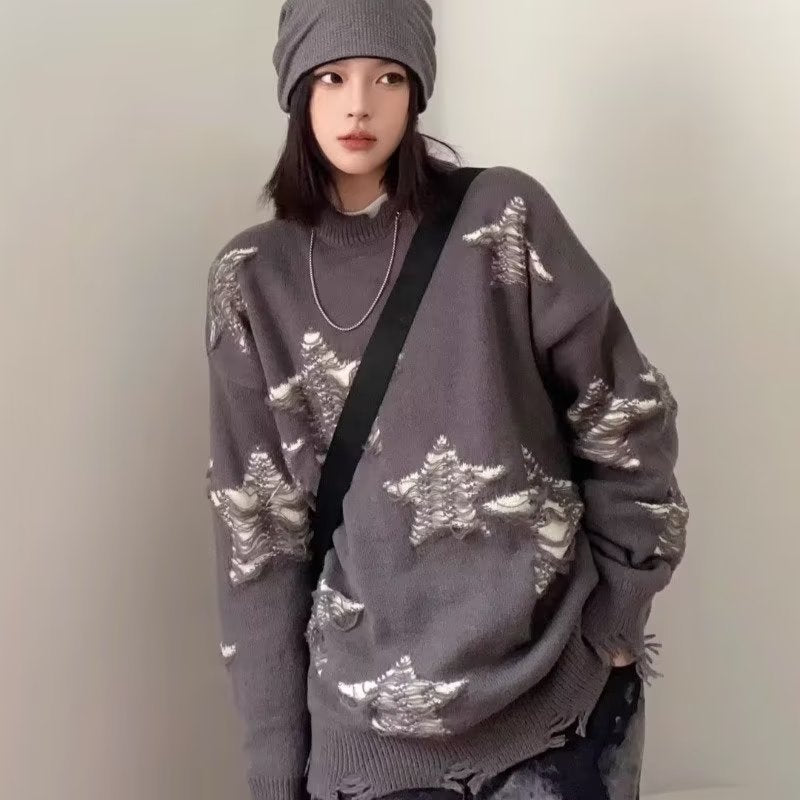 Fake Two-piece Retro Preppy Style Knitted Sweater