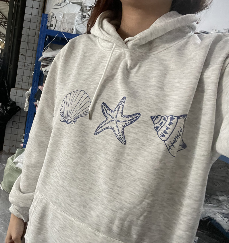Men's Casual Drop-Shoulder Printed Pullover Hoodie