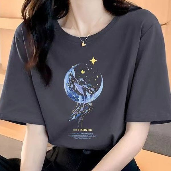 Geometric Print Short Sleeve Tee – Lightweight, Flattering A‑Line Fit