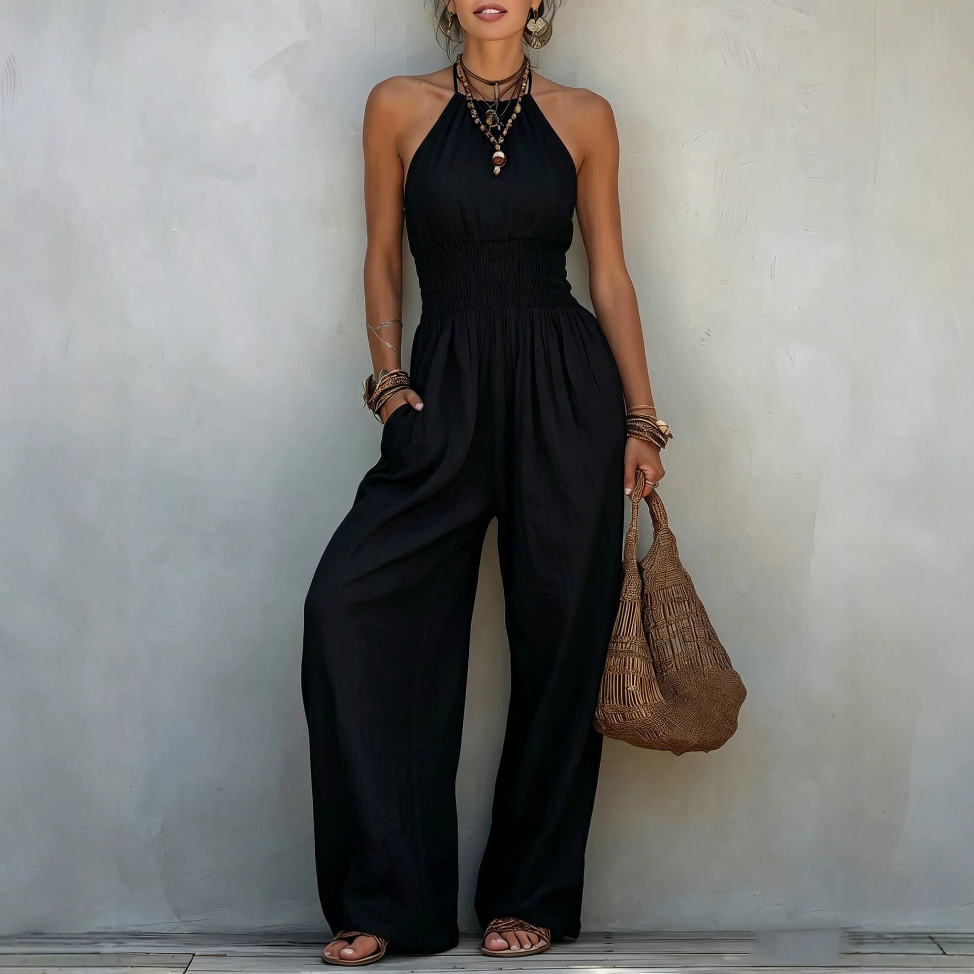 Casual Boho Wide-Leg Jumpsuit for Women