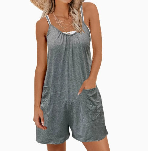 Women's Casual Sleeveless Camisole Jumpsuit with Pockets