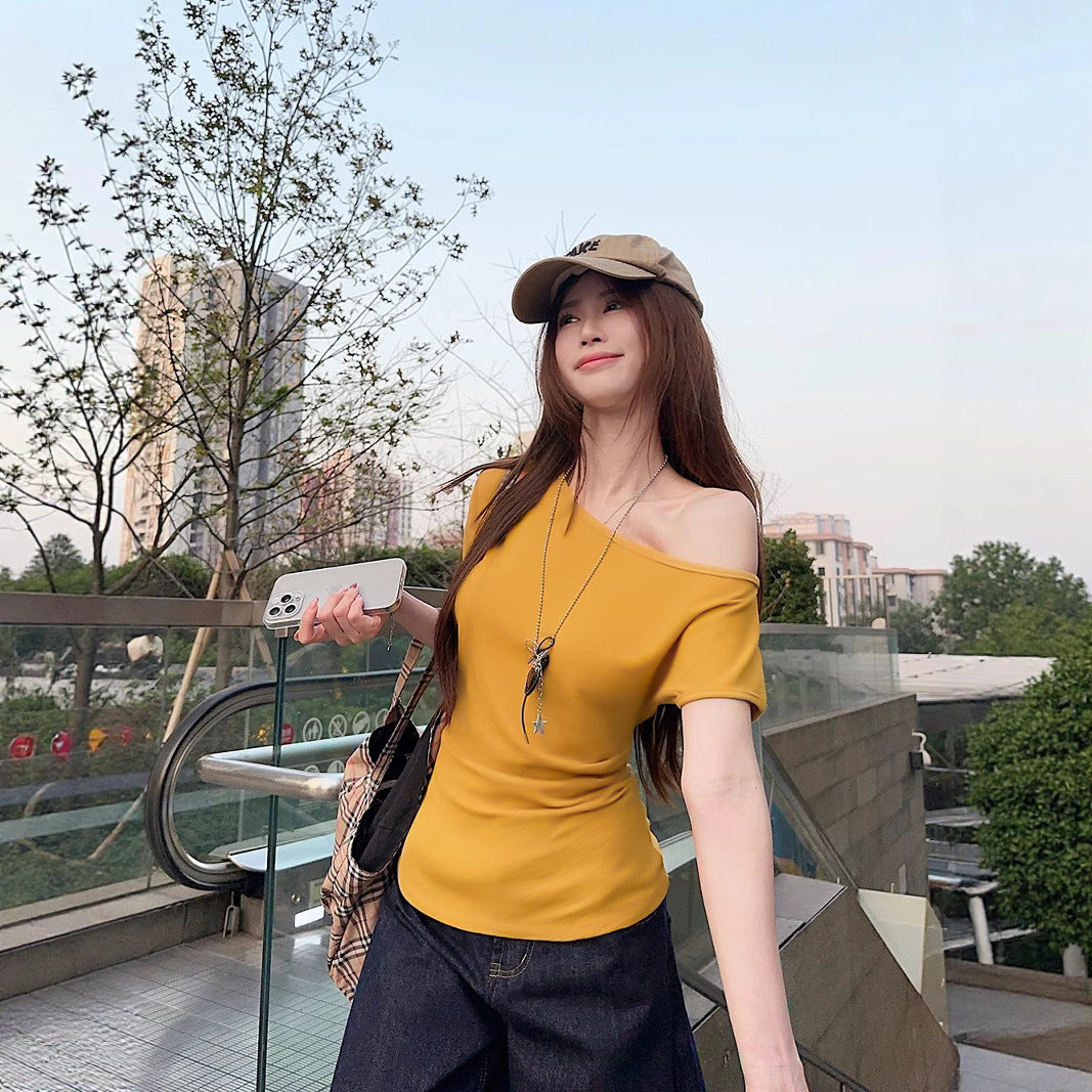 Off-Shoulder Fitted T-Shirt – Flattering Short‑Sleeve Top