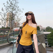 Off-Shoulder Fitted T-Shirt – Flattering Short‑Sleeve Top