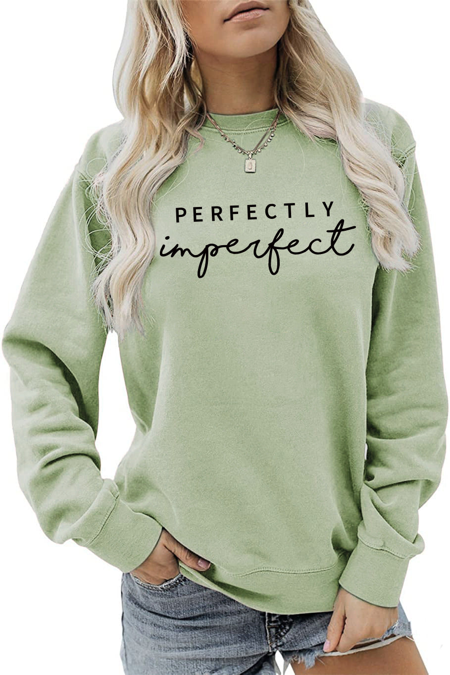 PERFECTLY Imperfect Women's Round Neck Long Sleeve Sweater