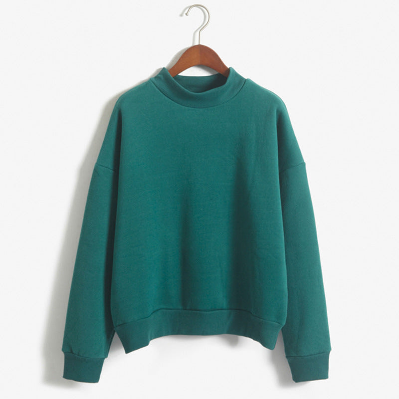 Women's Cozy Plush Pullover Hoodie with Standing Collar