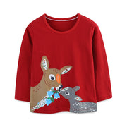 Kids Cute Cartoon Deer Crew Neck Cotton Sweatshirt