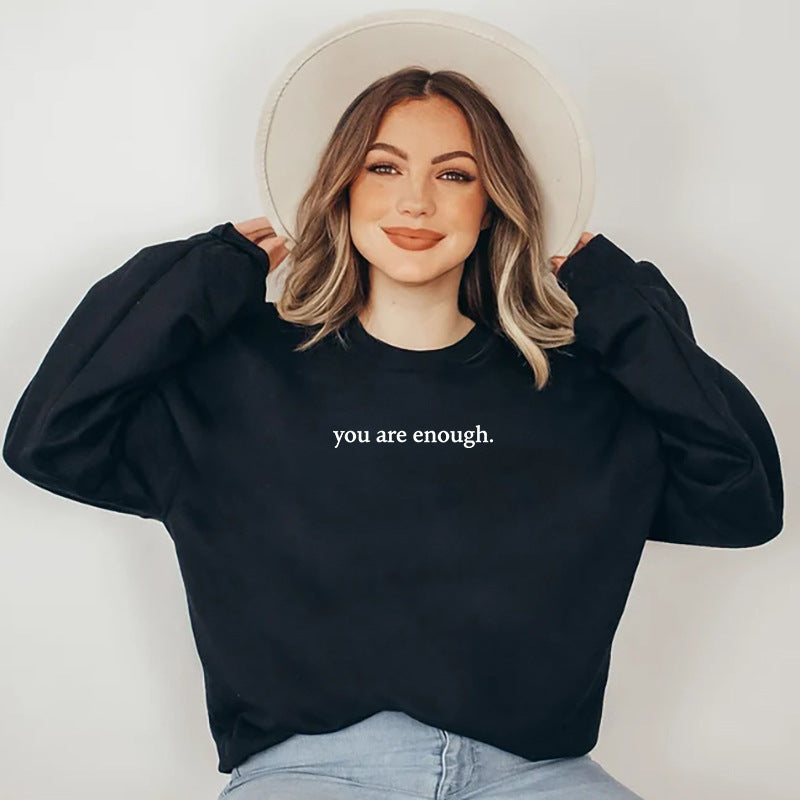 Women's Cozy Fleece-Lined Slogan Crewneck Sweatshirt