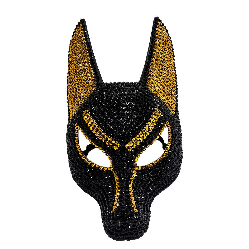 Wolf Head Shaped Encrusted Mask for Halloween and Masquerade