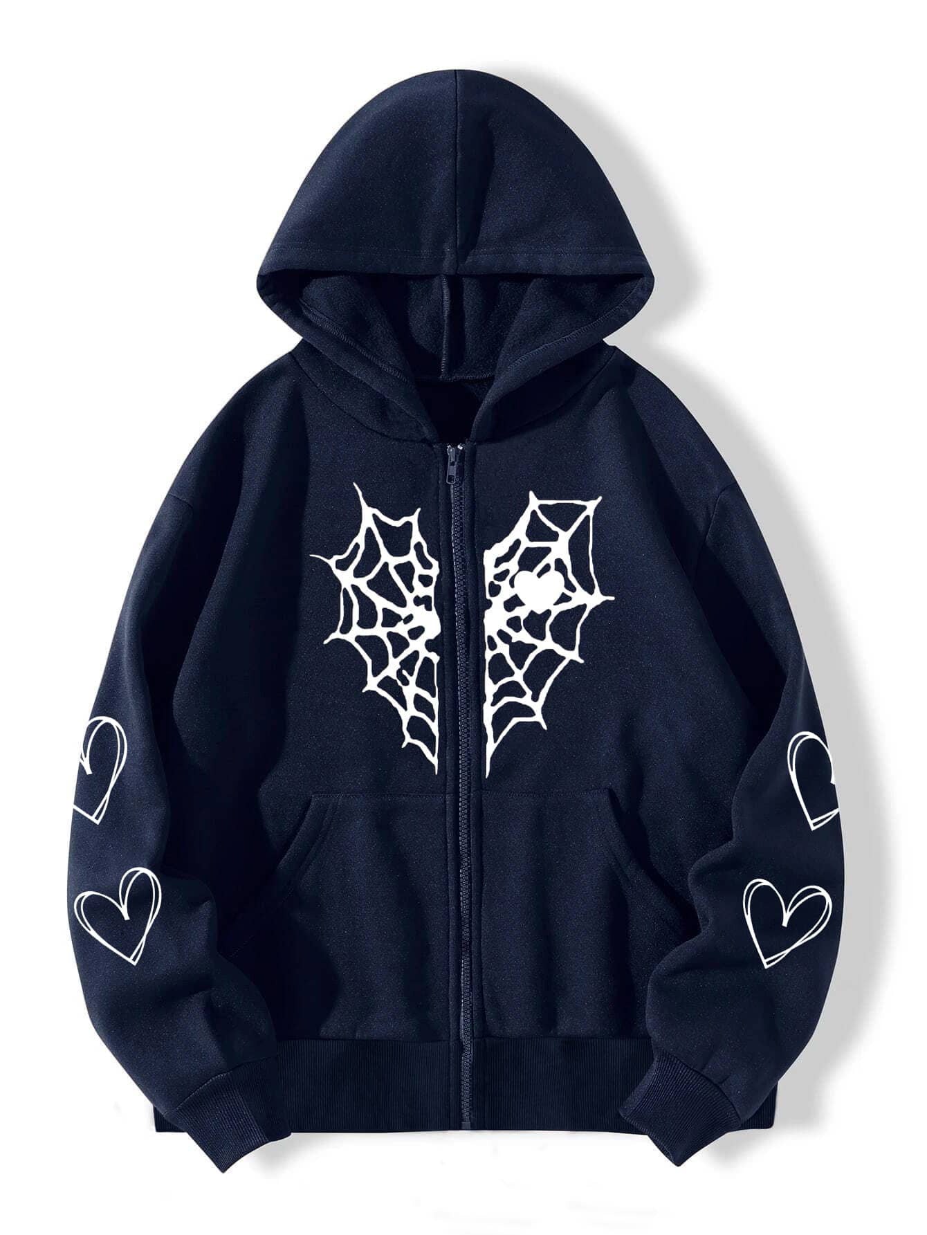 Women's Spider Web Hooded Cardigan Coat
