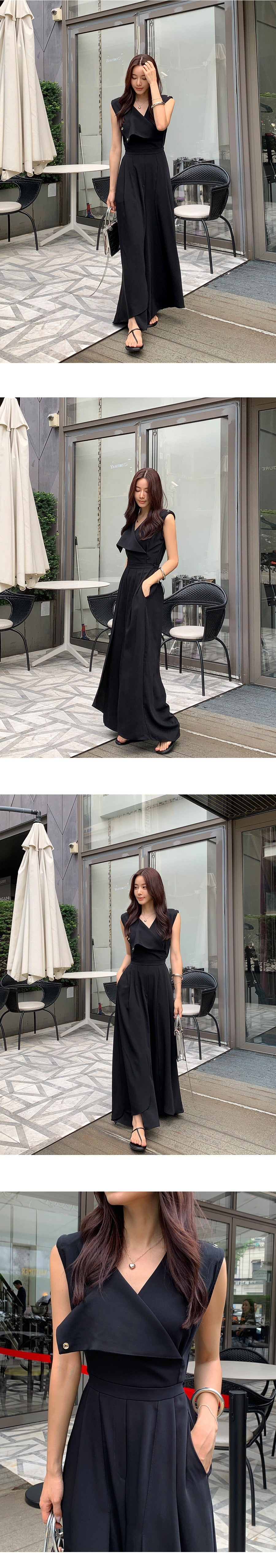 Chic V-Neck Sleeveless Split Leg Jumpsuit