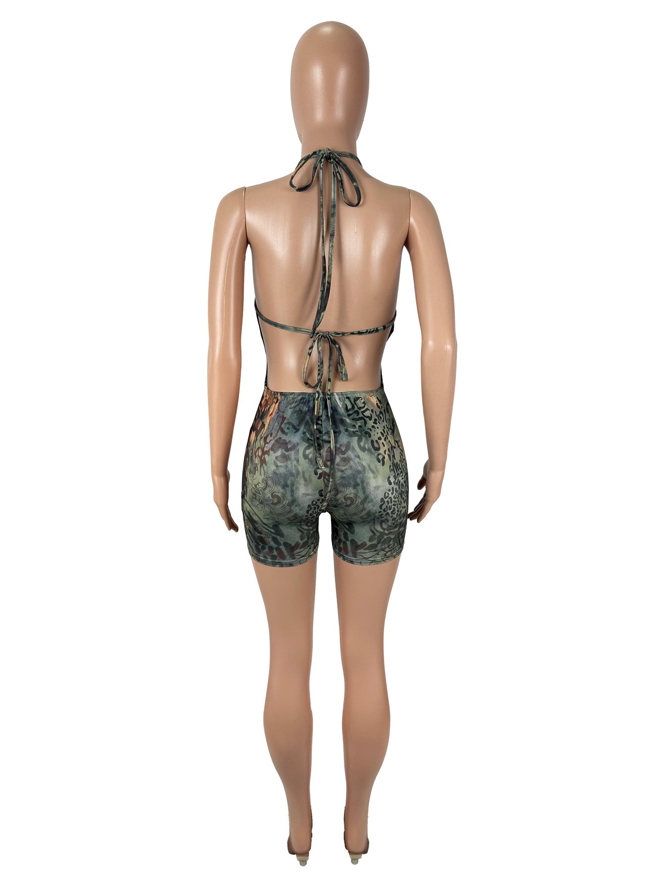 Leopard Print Strapless Hollowed-Out Jumpsuit