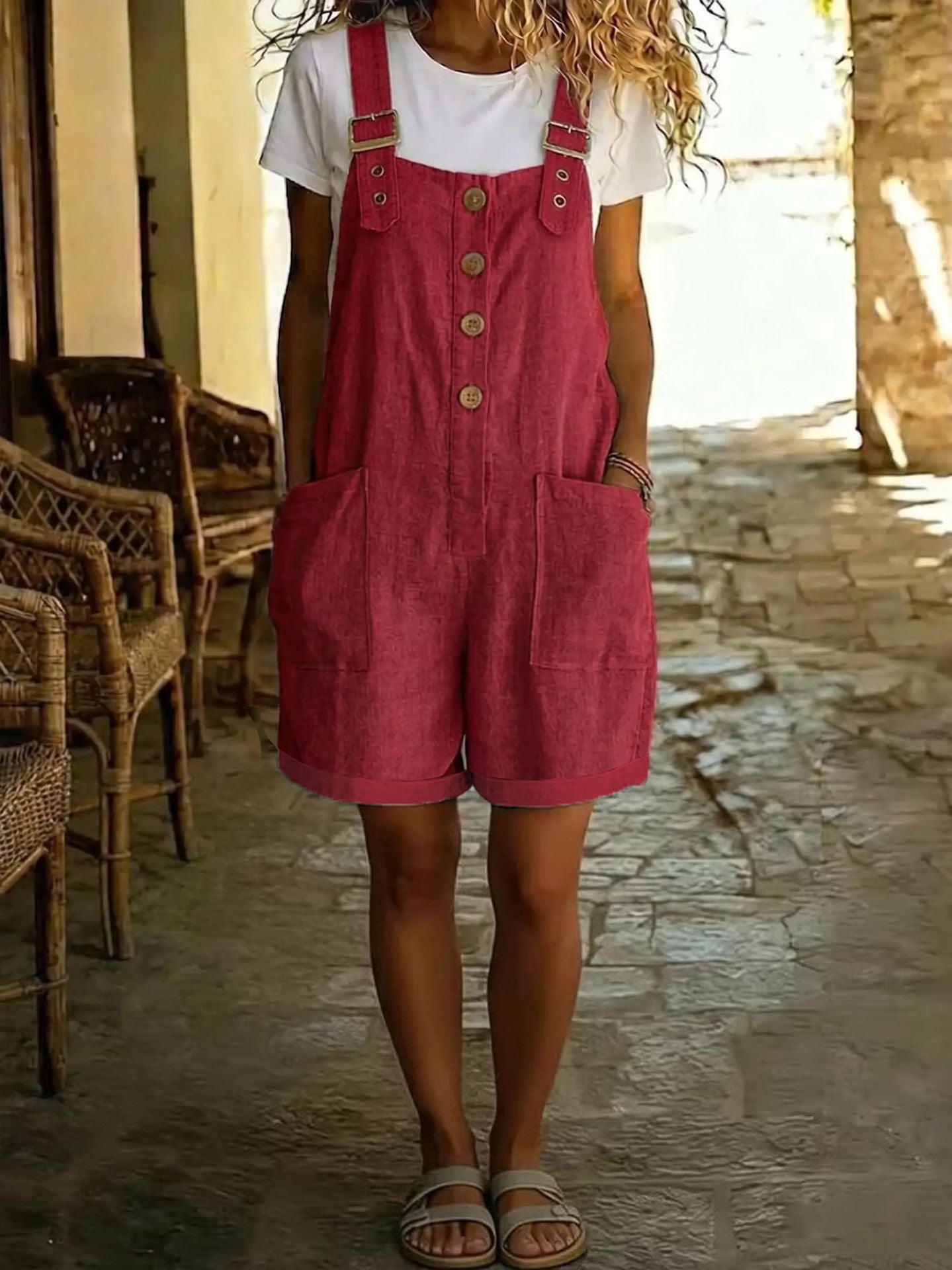 Retro Pocket Straight-Leg Overalls for Women
