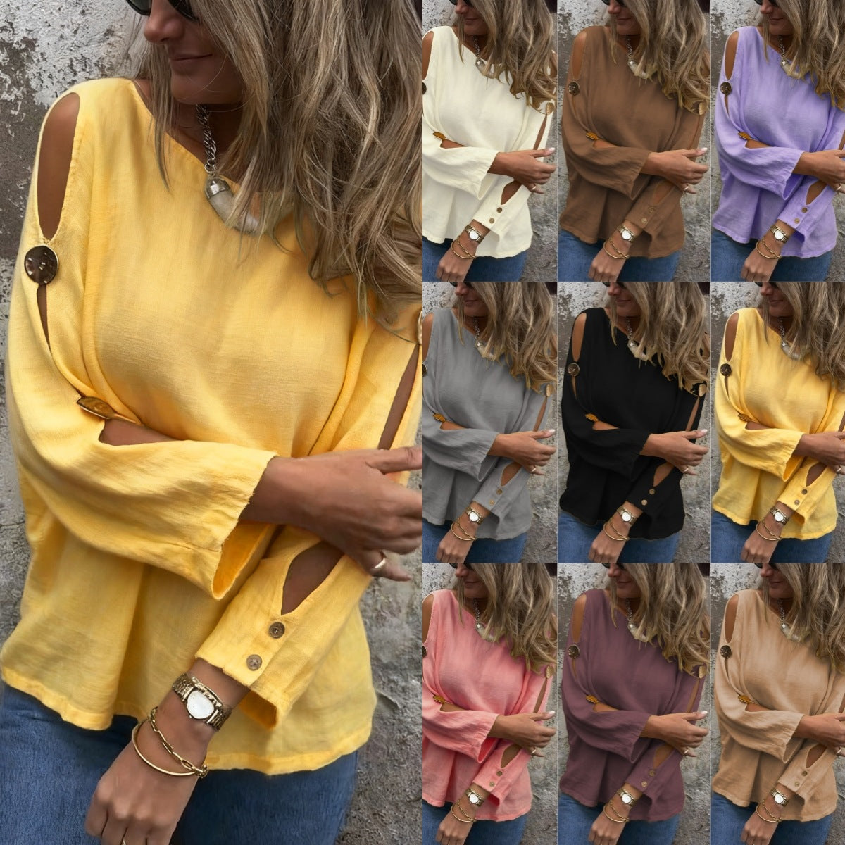 Versatile Long‑Sleeve Slit Top – Effortless Chic in Solid Colors
