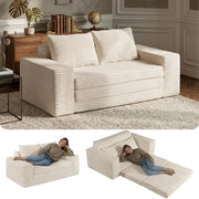 80 Inch Convertible Sofa Bed with Corduroy Futon Cushion