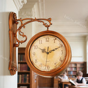 Antique Golden Two Faced Wall Clock Elegant Art Piece for Hallway Lobby Store Bar School Use(Halloween)