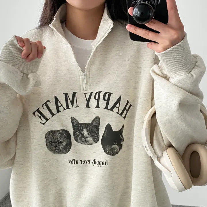 Plus Size Korean Style Pullover Hoodie