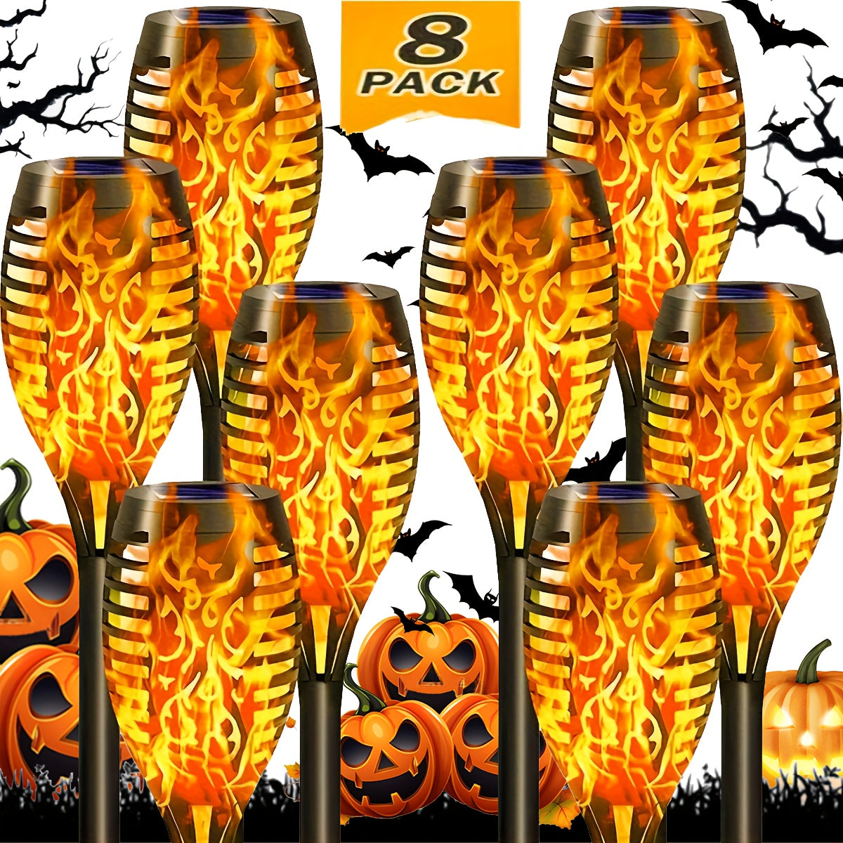 8 Packs Of Solar Torch Lamps for Outdoor Use, Dancing And Flickering Flame Torch Lamps for Landscape Decoration, Suitable for Lawns, Gardens, Courtyards, Wedding Parties