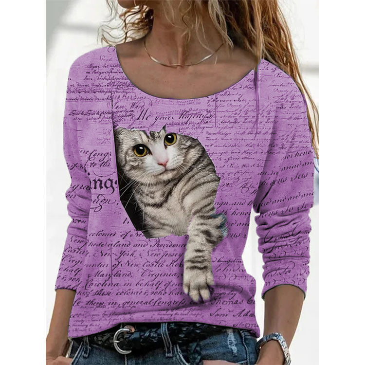 Women's Chic Animal Print Long Sleeve T-Shirt