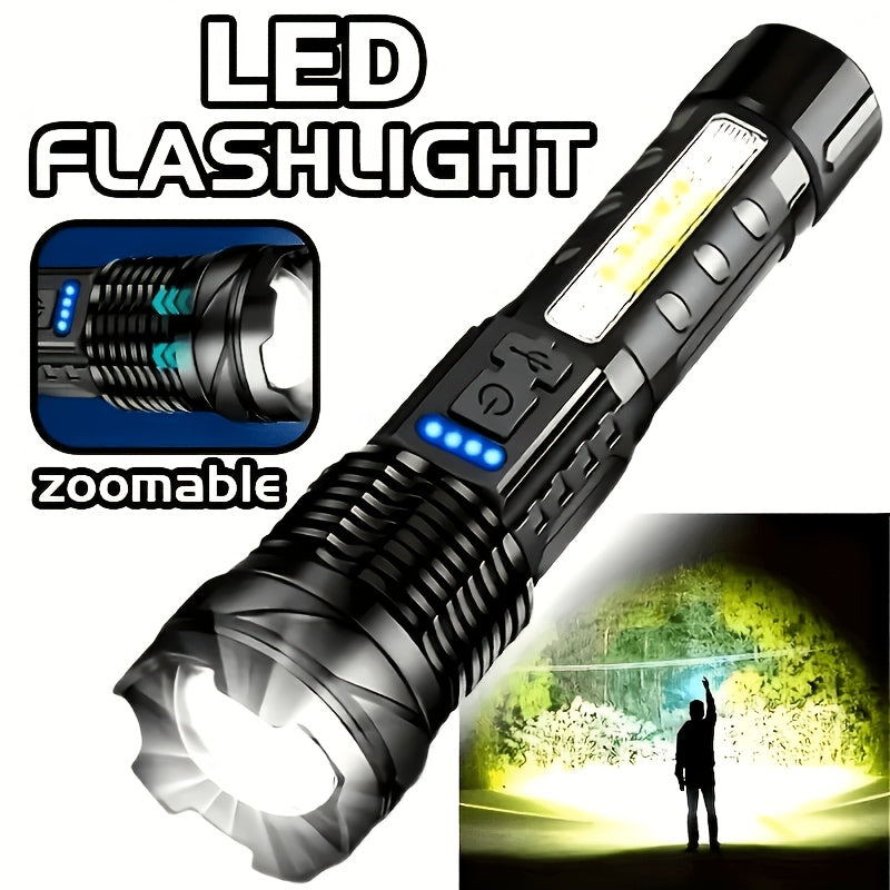 Rechargeable LED Tactical Flashlight with Zoom Function