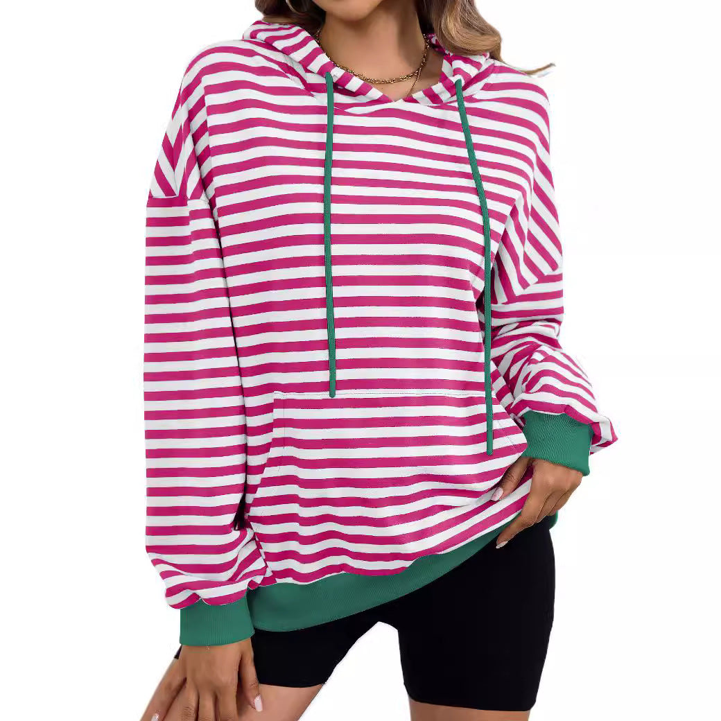 Women's Casual Striped Oversized Hoodie