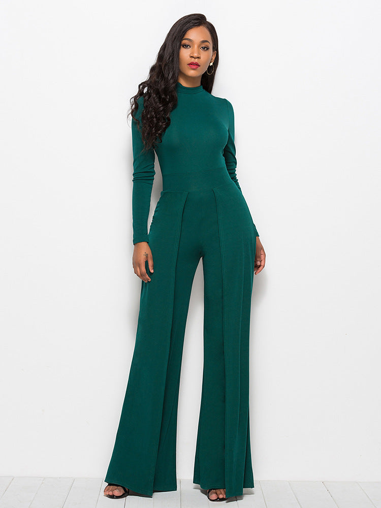Elegant Long Sleeve Wide Leg Jumpsuit
