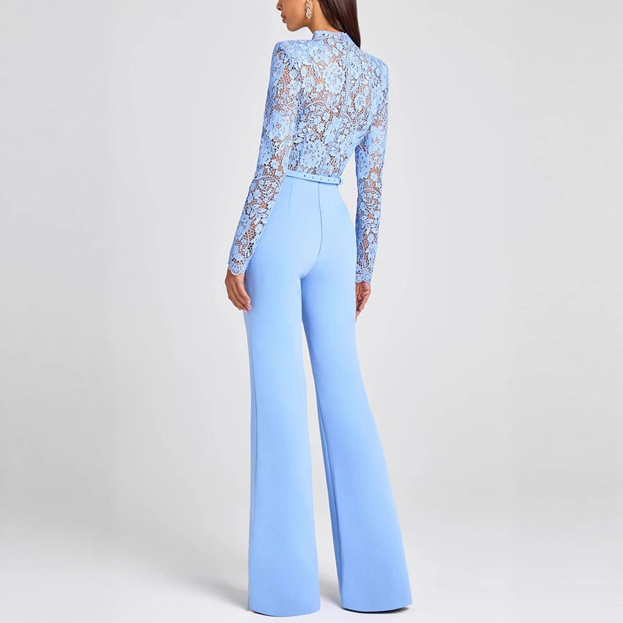 Women's Elegant Lace Tassel Long Sleeve Jumpsuit