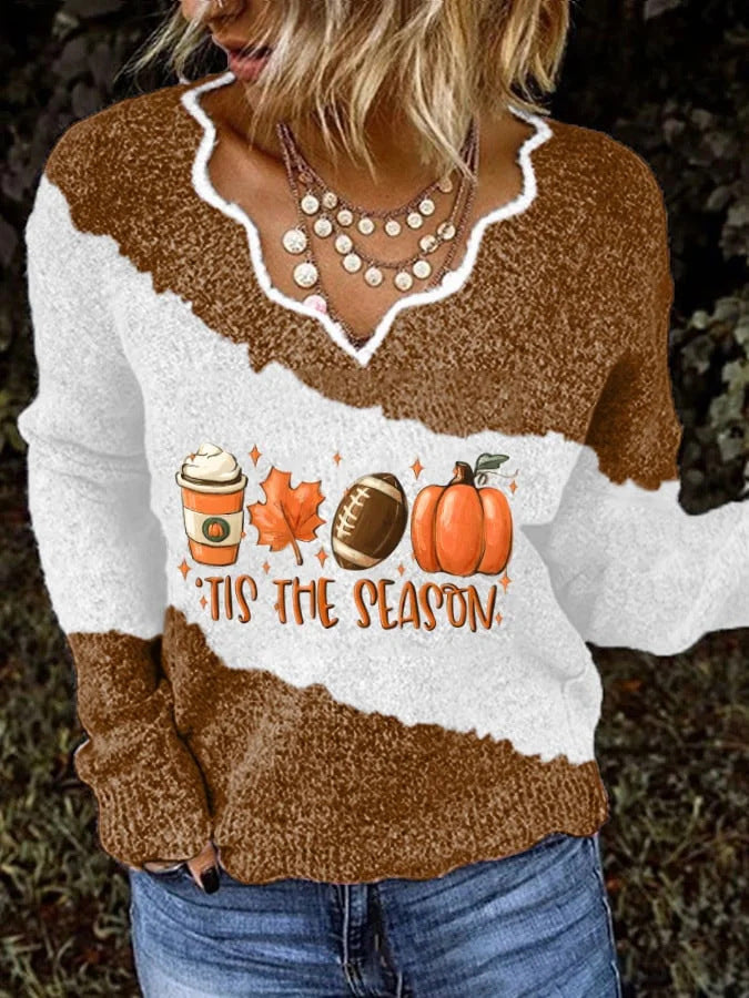 Wave Neckline 3D Printed Animal Pocket Pullover