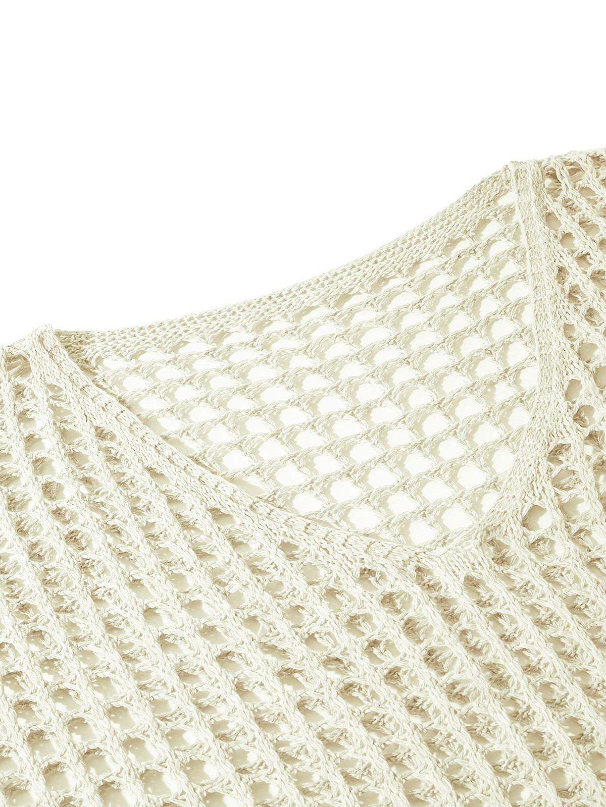 V Neck Hollow Out Knit Tunic Top Batwing Half Sleeve Loose Mesh Cover Up