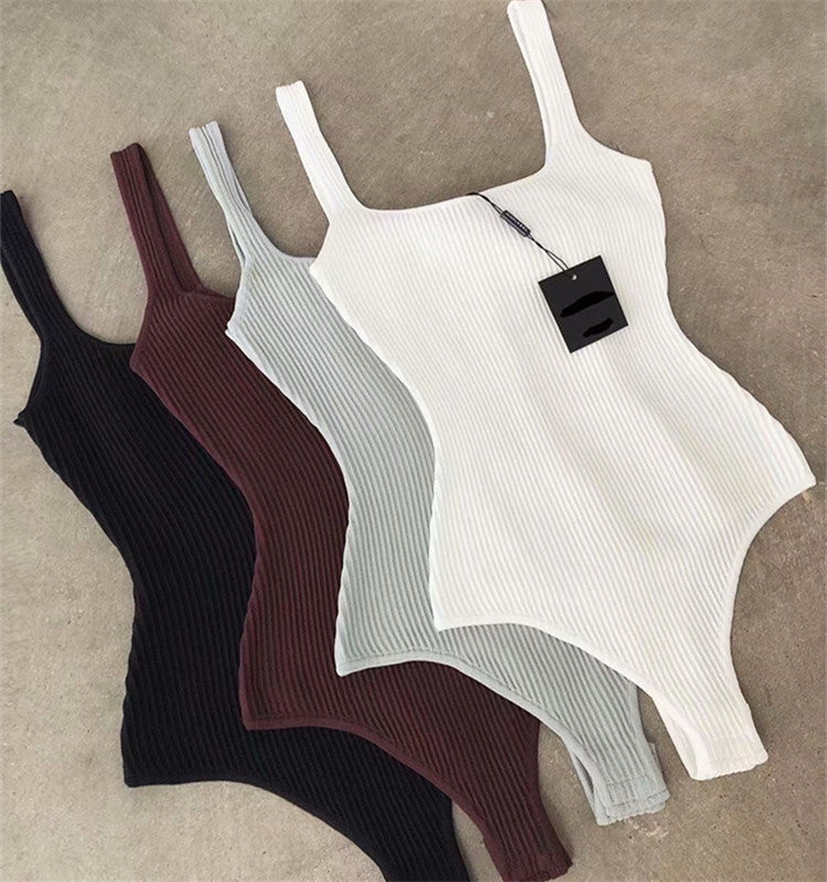 Chic Square Collar Knitted Jumpsuit for Women