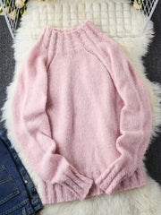 Womens Solid-color Versatile Pullover Sweater