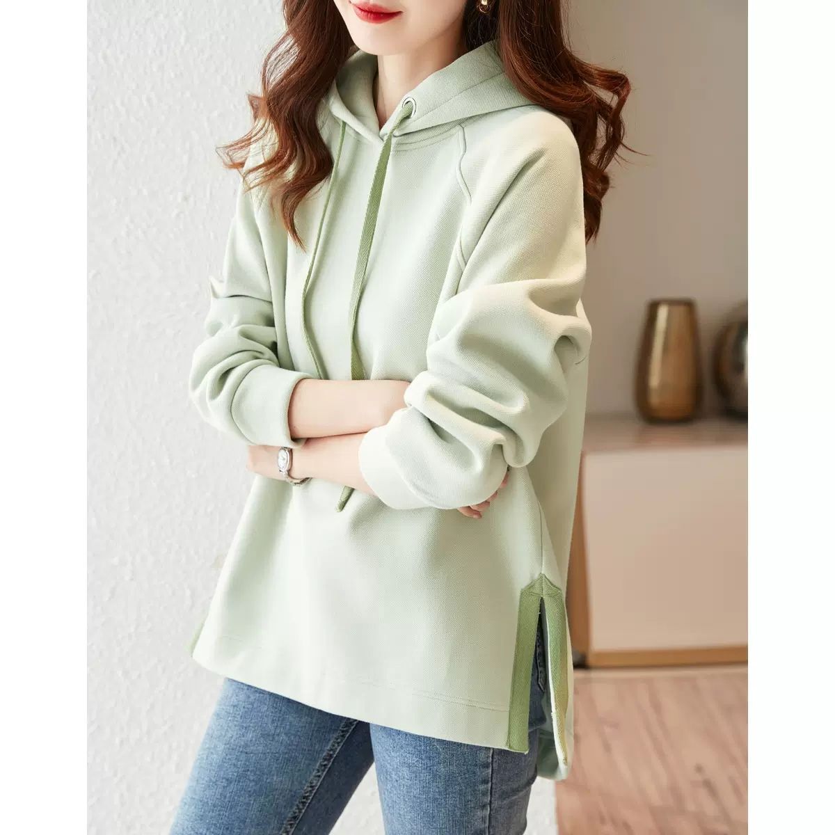 Women's Casual Cotton Loose-Fit Hooded Sweatshirt