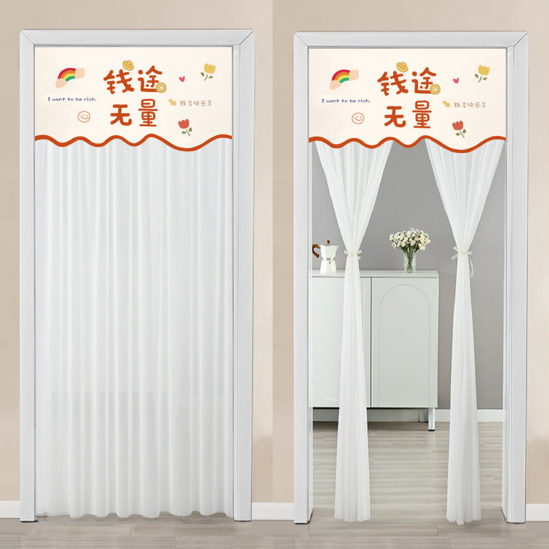 Non Perforated Magic Tape Gauze Double-layer Blackout Curtain